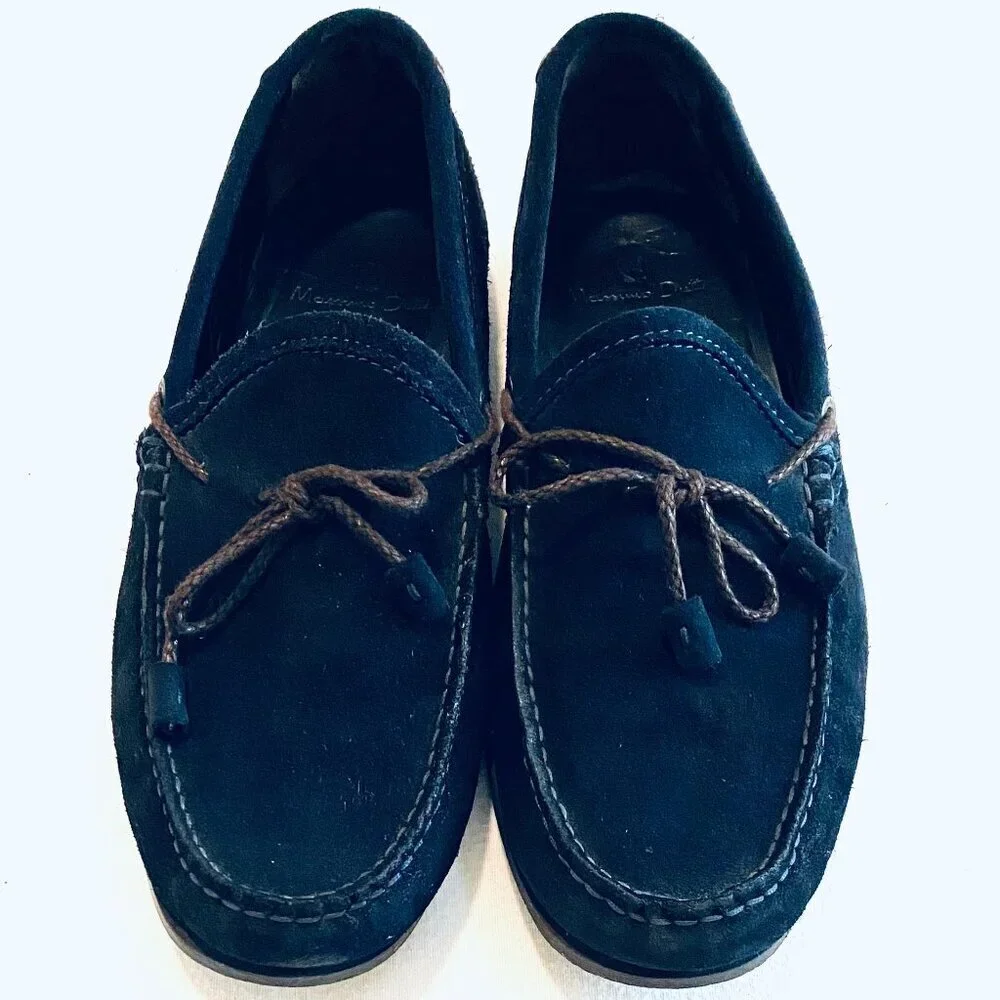 Massimo Dutti suede loafer Men's 41 navy tassel driving moccasin quiet luxury